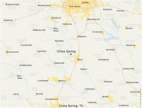 what towns are between china spring and clifton